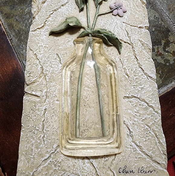 Rare Find Signed Vintage Cheri Blum 3D Resin Wall Art Plaques Flowers in Vases - Picture 4 of 6